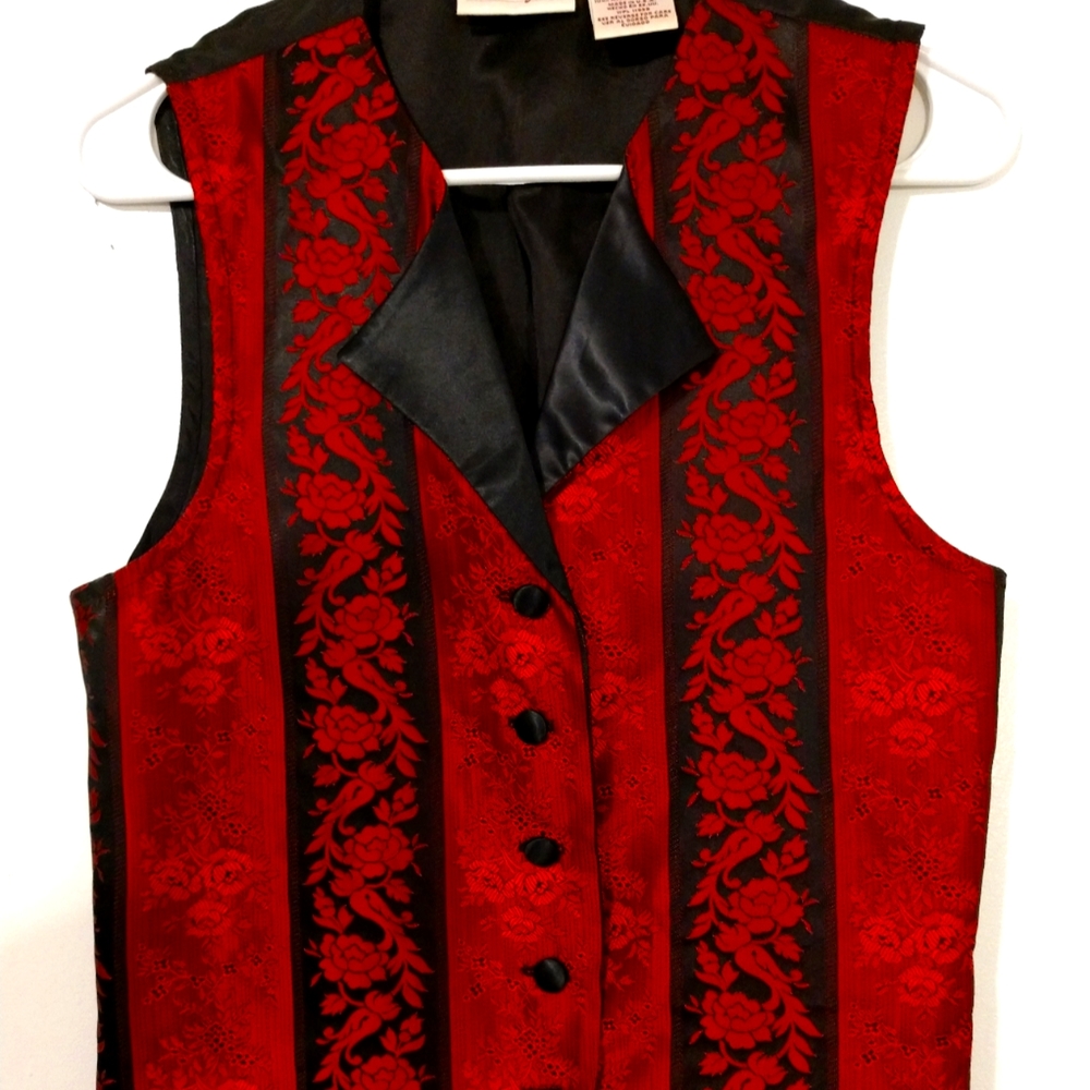 Worthington Red/Black Paisley Medium Vest Suit